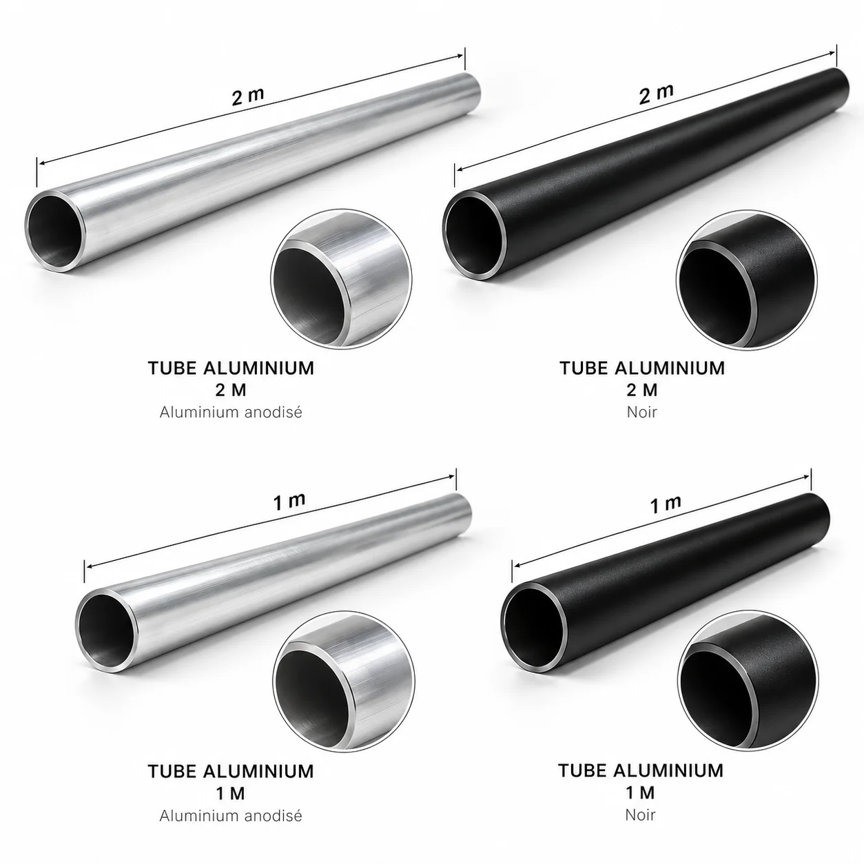 Tube Aluminium Anodisé 2 m Structure Scénique Professionnelle