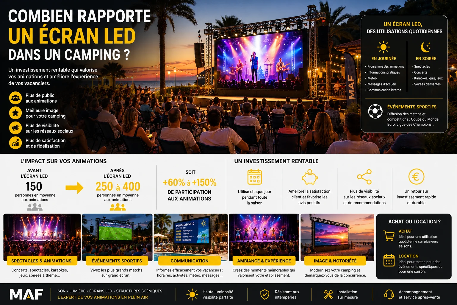 Combien rapporte un écran LED dans un camping ? | MAF