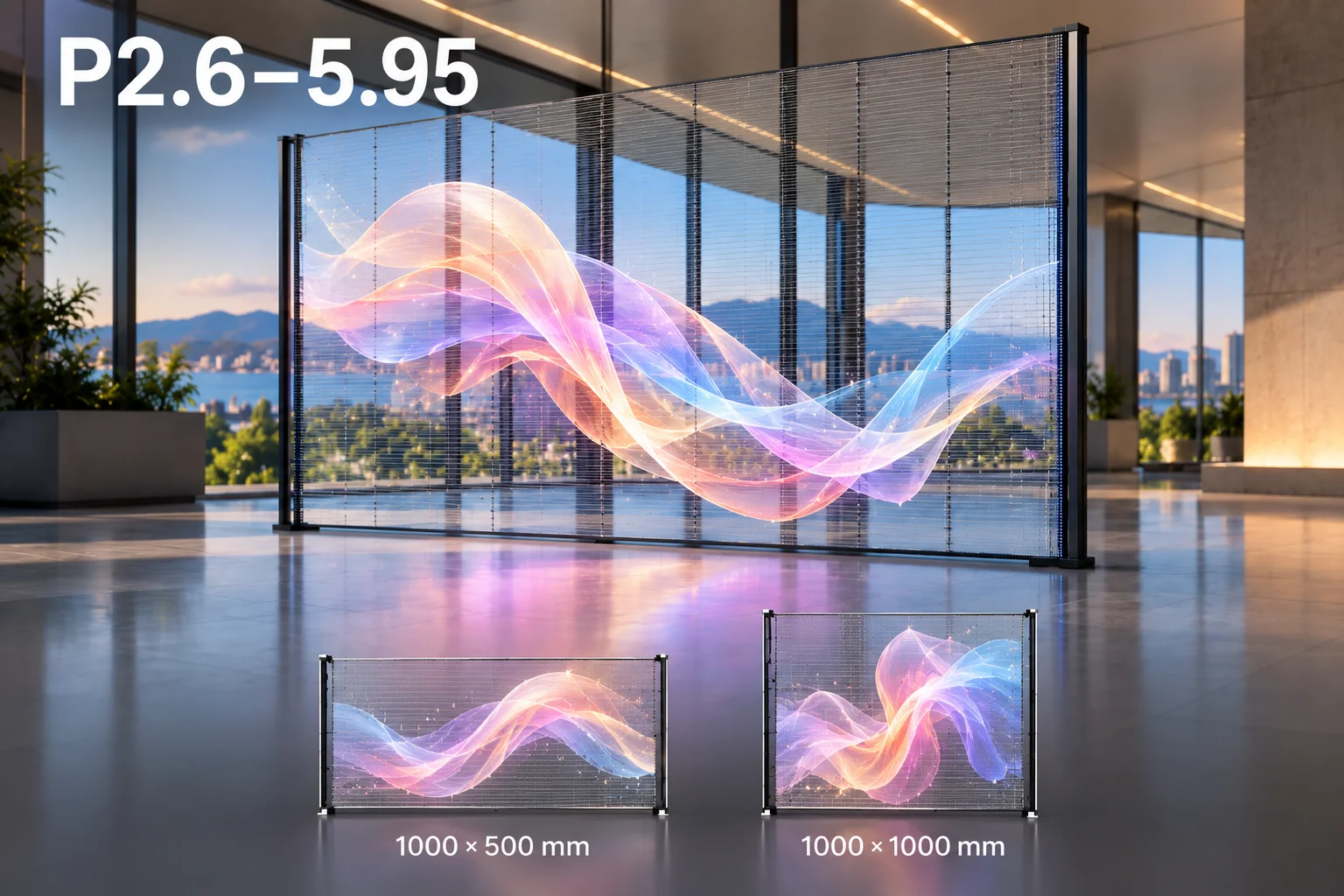 Écran LED transparent indoor P2.6-5.95 professionnel