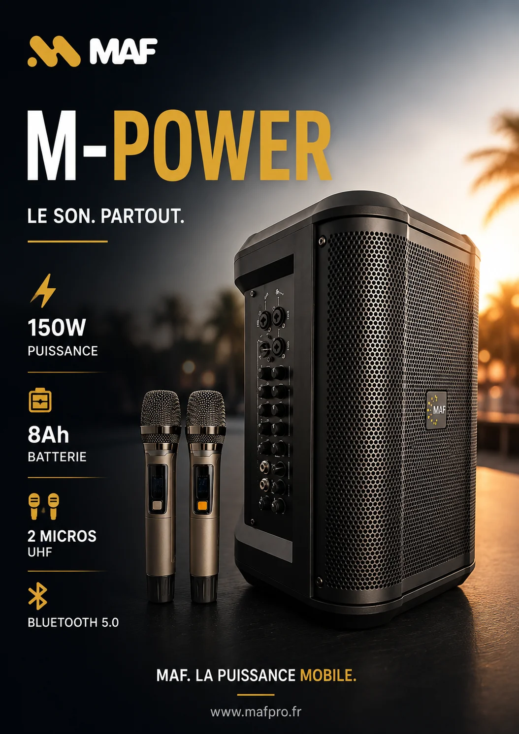 Enceinte autonome M-Power : la solution mobile avec 2 micros sans fil | MAF